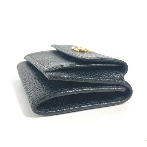 GUCCI 523277 GG Marmont Compact Wallet Mini Trifold wallet Leather Black/Gold - Picture 8 of 9